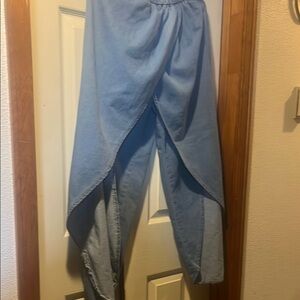 Stylish Light Blue Wrap Pants
